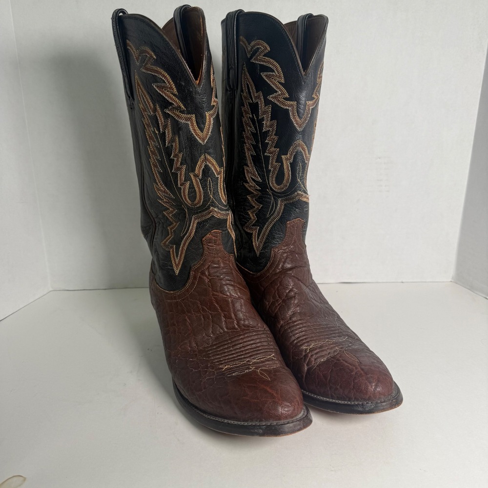 Lucchese 1883 Mens Corbin Brown Black Leather Cowboy Boots N7722.R4 Size‎ 10.5 D